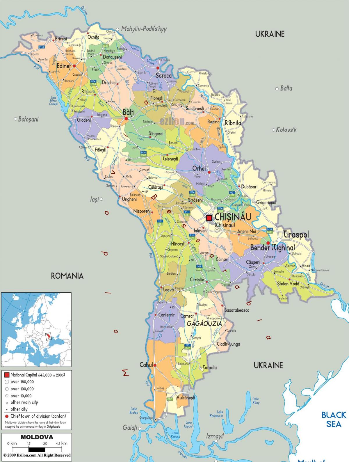 Kaart van tiraspol Moldawië